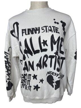 Zara White Graphic Sweatshirt Funny State Call Me An Artist Printed Size 13-14
